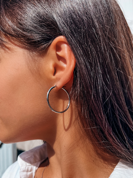 Сережки без вставок Срібло 925° (родій) APE34P2030