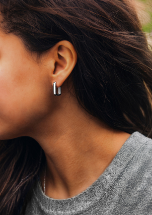 Сережки без вставок Срібло 925° (родій) с2/1154-1