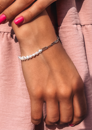 Браслет перлина Срібло 925° (родій) GPB01P