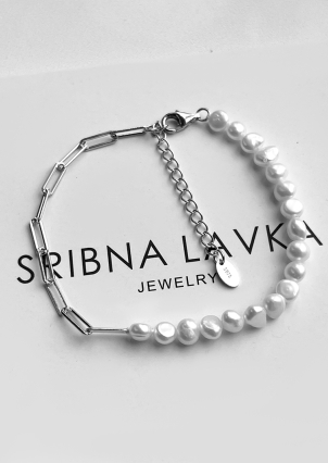 Браслет перлина Срібло 925° (родій) GPB01P