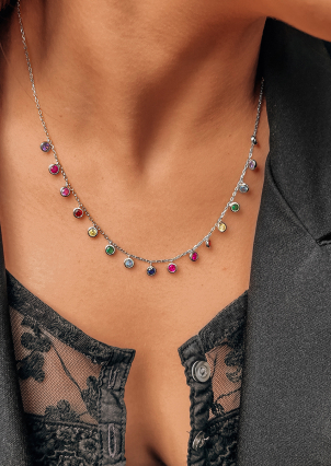 Кольє Фіаніт (5А) Срібло 925° (родій) EQN27S