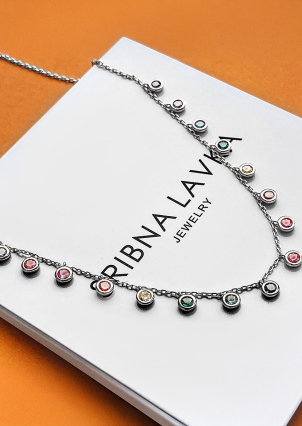 Кольє Фіаніт (5А) Срібло 925° (родій) EQN27S