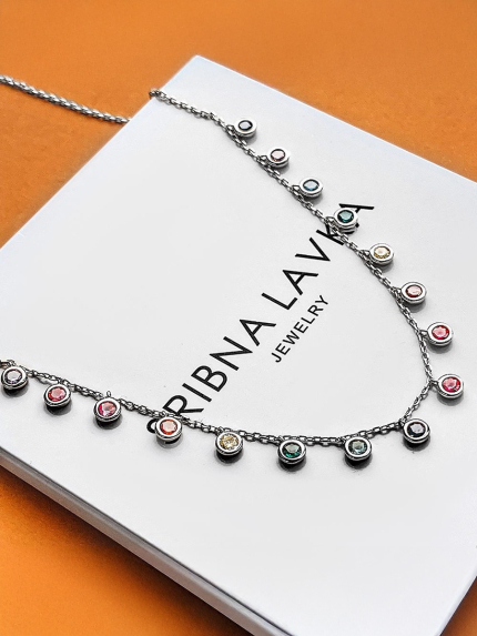 Naszyjnik z pianitu (AAAA) srebro 925° (rod) EQN27S