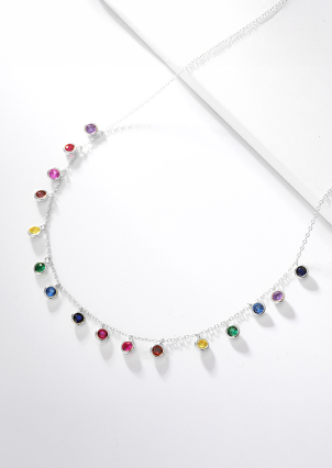 Кольє Фіаніт (5А) Срібло 925° (родій) EQN27S