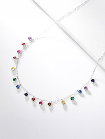 Naszyjnik z pianitu (AAAA) srebro 925° (rod) EQN27S