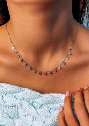 Кольє Фіаніт (5А) Срібло 925° (родій) EQN27S