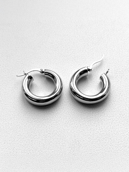 Сережки без вставок Срібло 925° (родій) 110101