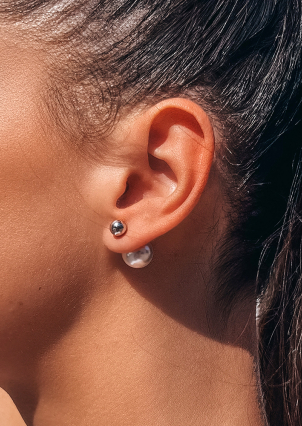 Сережки перлина Срібло 925° (родій) 1D0192