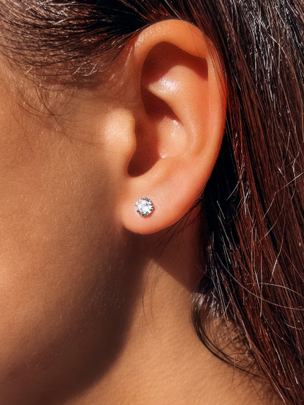 Сережки фіаніт Срібло 925° (родій) 1D01125