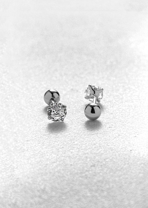 Сережки фіаніт Срібло 925° (родій) 1D01125