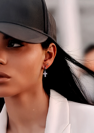 Сережки фіаніт Срібло 925° (родій) 1D01123