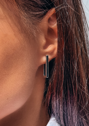 Enamel earrings Silver 925° (rhodium) 120420