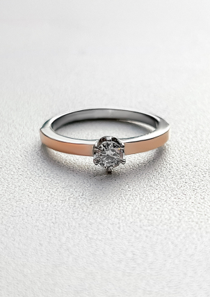 Каблучка фіаніт Срібло 925° золото 375° 000884