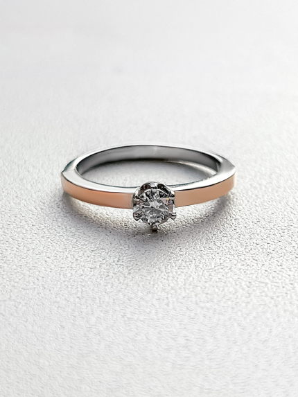 Каблучка фіаніт Срібло 925° золото 375° 000884