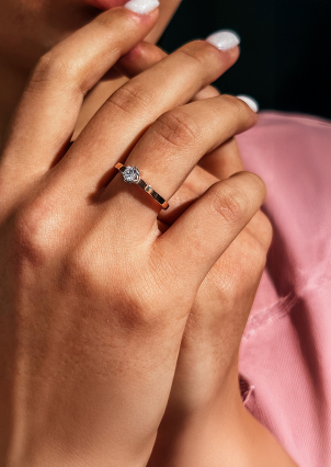 Каблучка фіаніт Срібло 925° золото 375° 000884