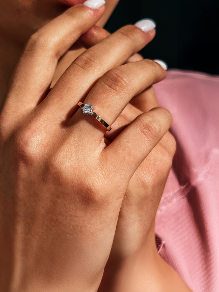 Каблучка фіаніт Срібло 925° золото 375° 000884