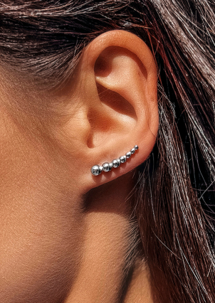 Сережки без вставок Срібло 925° (родій) 001166