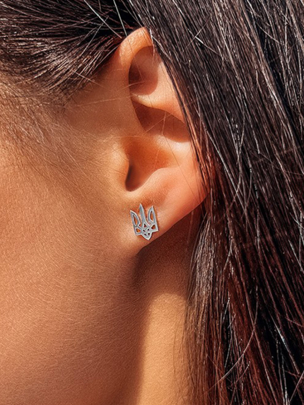 Сережки без вставок Срібло 925° (родій) 025910