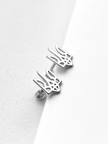 Сережки без вставок Срібло 925° (родій) 025910