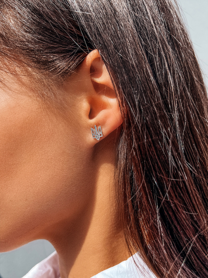 Сережки без вставок Срібло 925° (родій) 025910