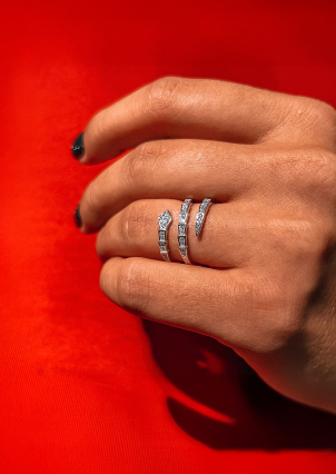 Pierścionek cyrkonia Srebro 925° (rod) 120012