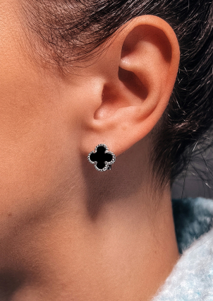 Сережки онікс Срібло 925° (родій) 9520251ч