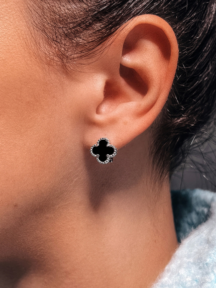 Kolczyki z onyksu Srebro 925° (rod) 9520251h