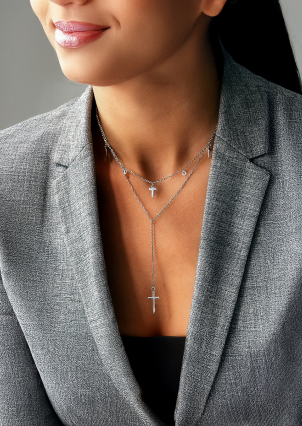 Кольє фіаніт Срібло 925° (родій) 560302