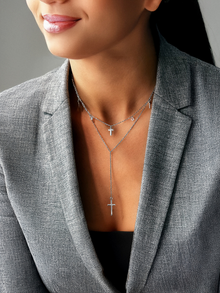 Кольє фіаніт Срібло 925° (родій) 560302