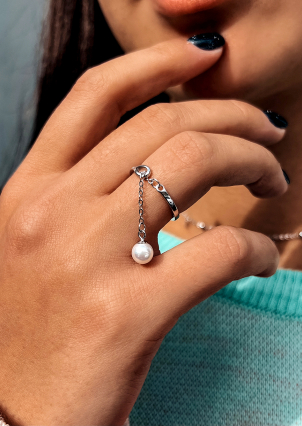 Каблучка перлина Срібло 925° (родій) WSR031