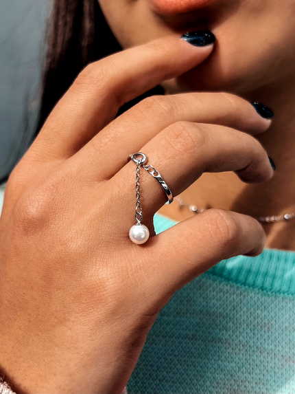 Каблучка перлина Срібло 925° (родій) WSR031