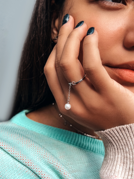 Каблучка перлина Срібло 925° (родій) WSR031