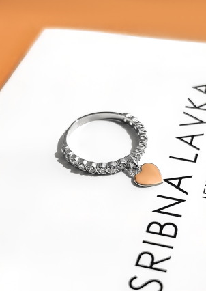 Каблучка фіаніт Срібло 925° золото 375° 054710