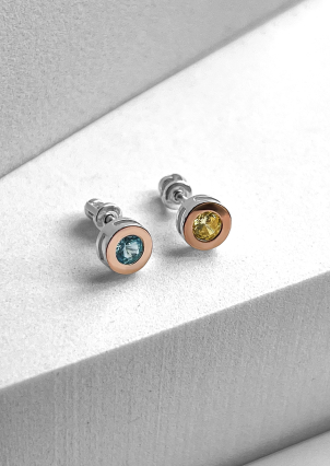 Сережки фіаніт Срібло 925° золото 375° 080290