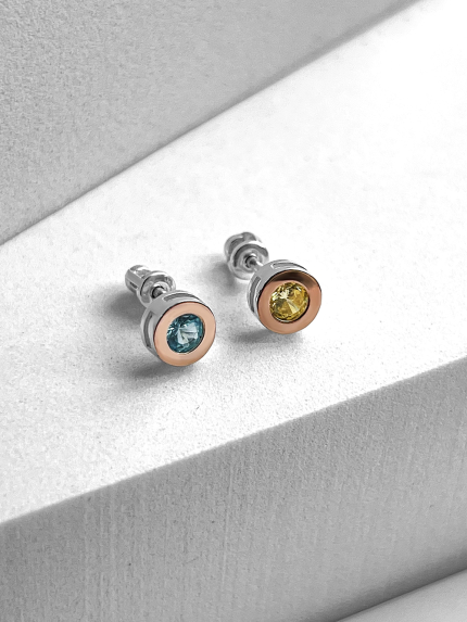 Cyanite earrings Silver 925° gold 375° 080290