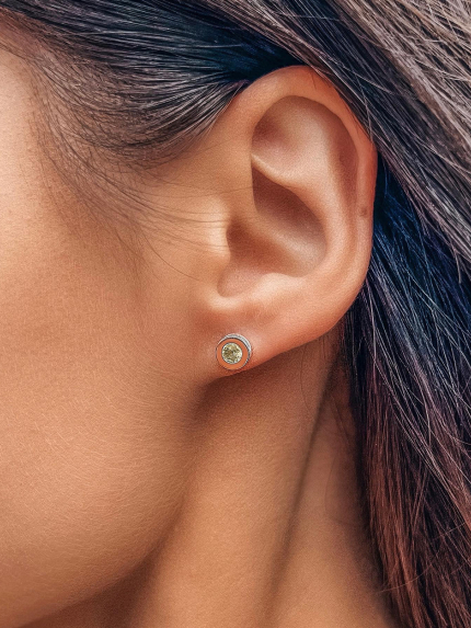 Cyanite earrings Silver 925° gold 375° 080290