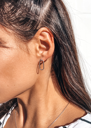 Сережки без вставок Срібло 925° (родій) 123410