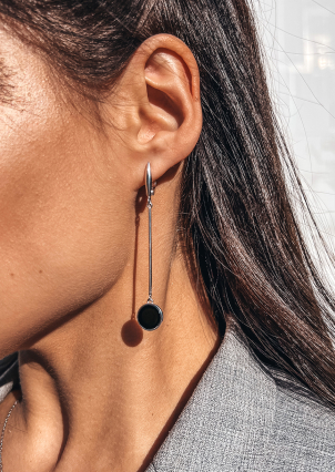 Onyx earrings Silver 925° (rhodium) 1121810