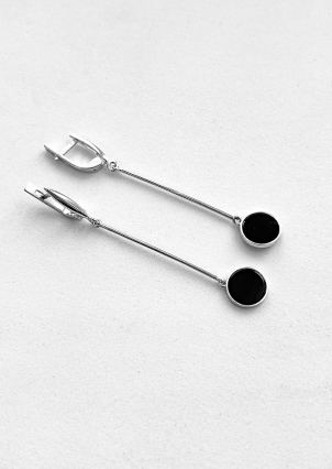Onyx earrings Silver 925° (rhodium) 1121810