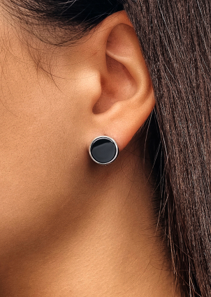 Onyx earrings Silver 925° (rhodium) 224s