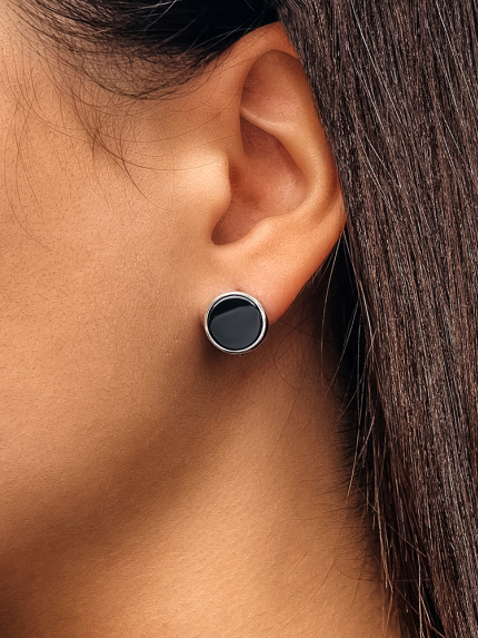 Onyx earrings Silver 925° (rhodium) 224s