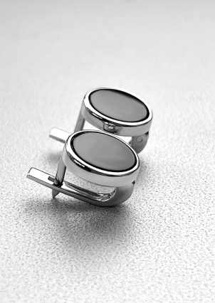 Onyx earrings Silver 925° (rhodium) 224s