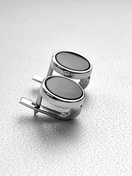 Onyx earrings Silver 925° (rhodium) 224s