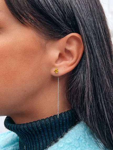 Сережки фіаніт Срібло 925° (родій) 045295