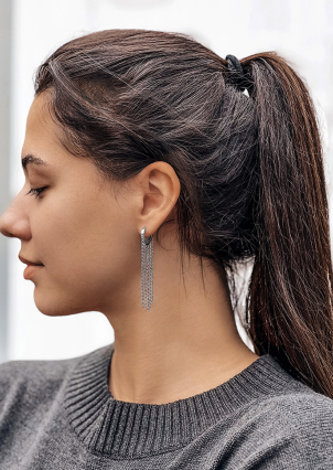 Сережки без вставок Срібло 925° (родій) 116710