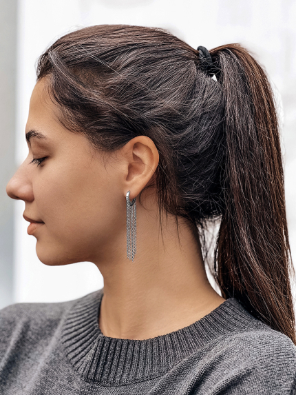 Сережки без вставок Срібло 925° (родій) 116710