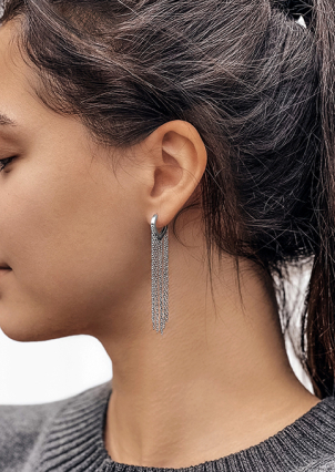 Сережки без вставок Срібло 925° (родій) 116710