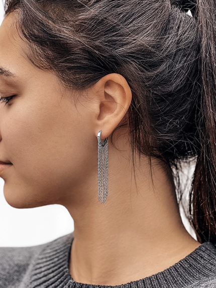 Сережки без вставок Срібло 925° (родій) 116710