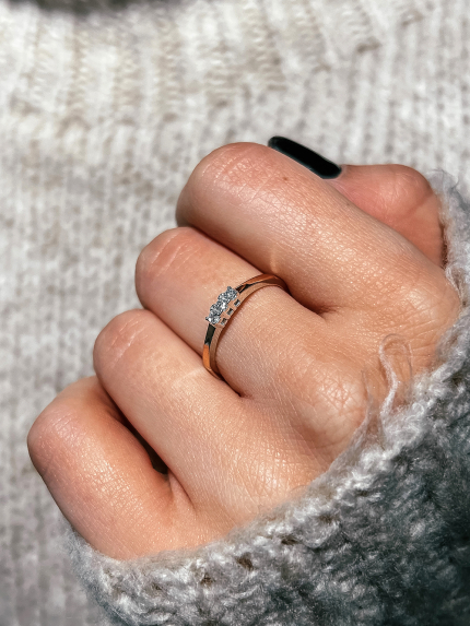 Pierścionek cyrkonia Srebro 925° Złoto 375° 022310