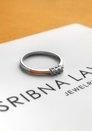 Каблучка фіаніт Срібло 925° золото 375° 022310